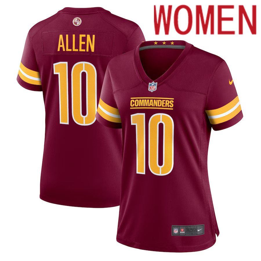 Women Washington Commanders #10 Kazmeir Allen Nike Burgundy Team Game NFL Jersey->washington commanders->NFL Jersey